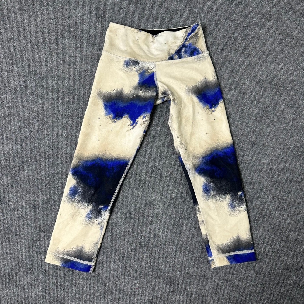 Lululemon Leggings Womens Size 4 Blue Black Abstract Splash High Rise Crop Yoga